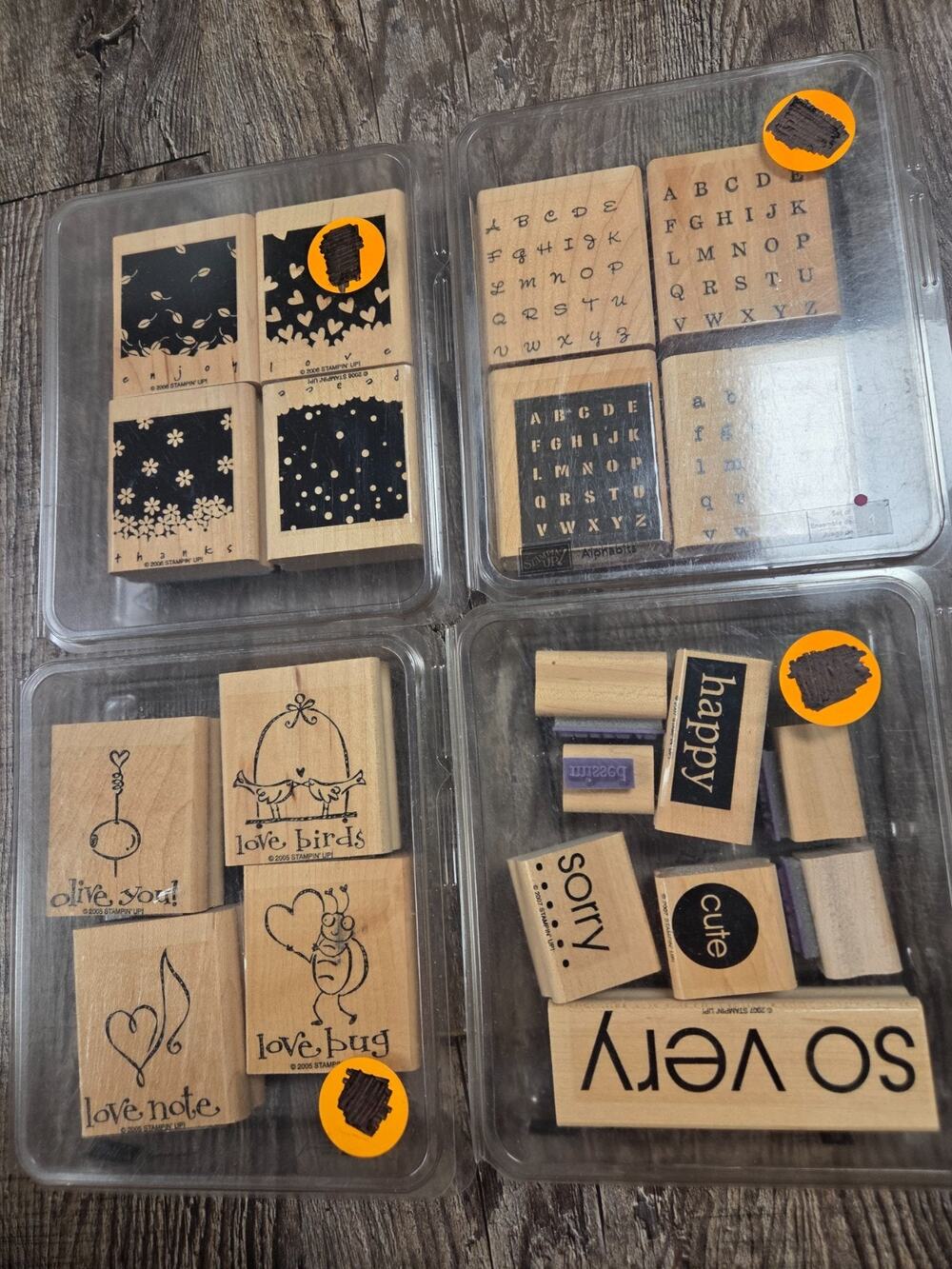 Stampin' Up Vintage Scrapbook Crafting Wood Block Ink Stamp Sets in Boxes
